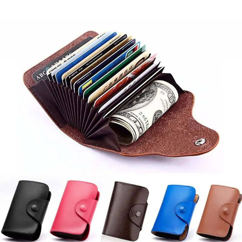 Кожаный мужской ID держатель для кредитных карт кошелек женский короткий