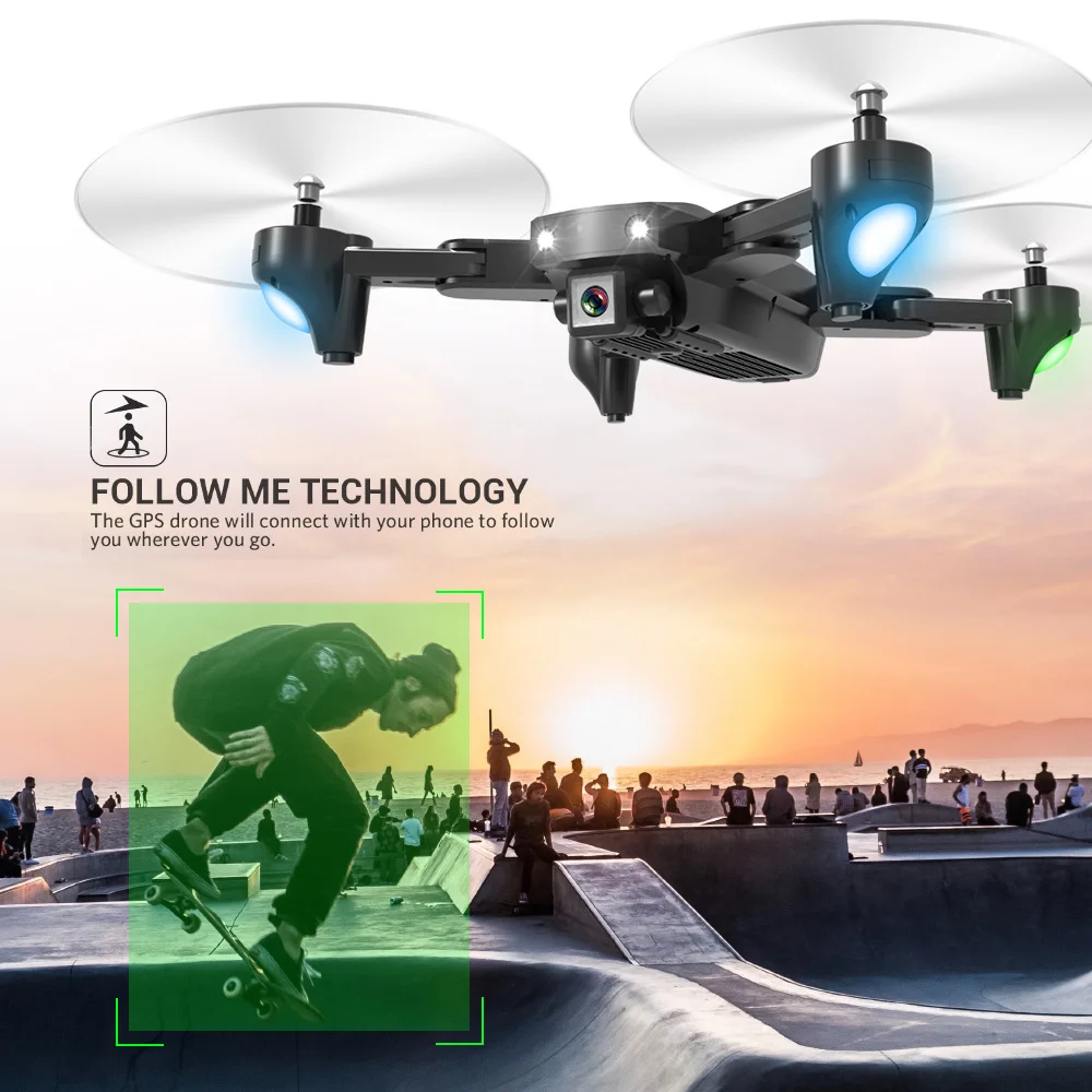 S166 GPS Дрон динамический Следуйте WiFi FPV 5G с Камера 1080P 18 мин Время полета