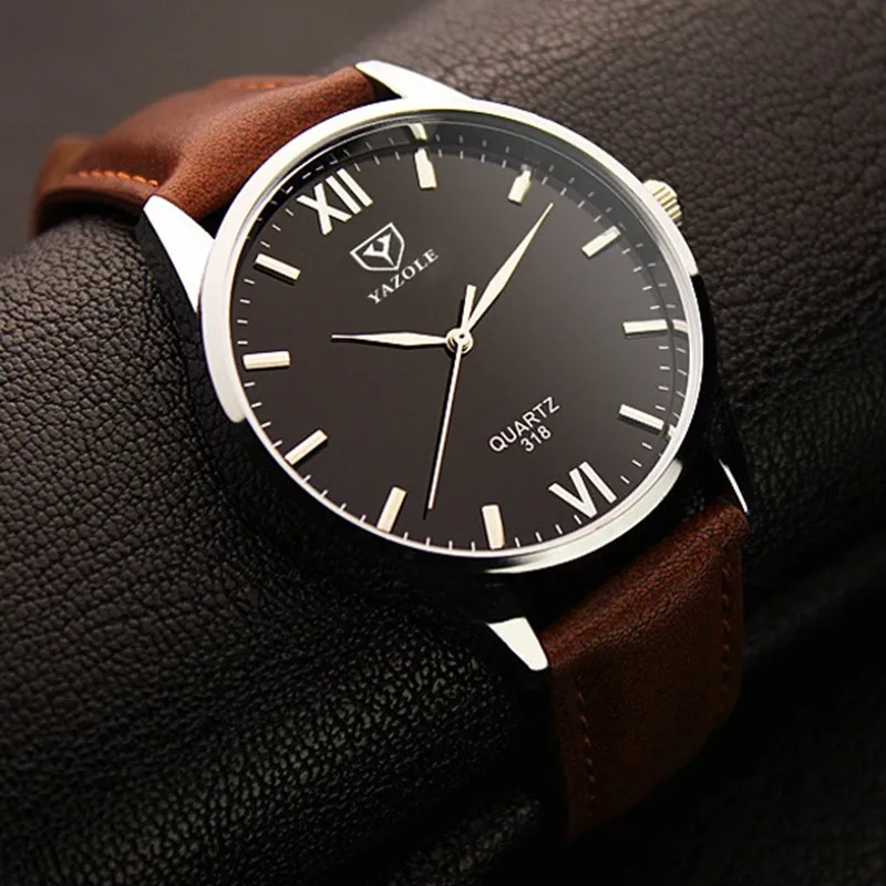 Кварцевые часы от бренда yazole мужские из кожи спортивные деловые модные
