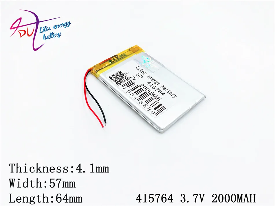 Литий полимерная аккумуляторная батарея 3 7 в 2000 мАч 415764 405565 для GPS DVD PAD E Book tablet pc