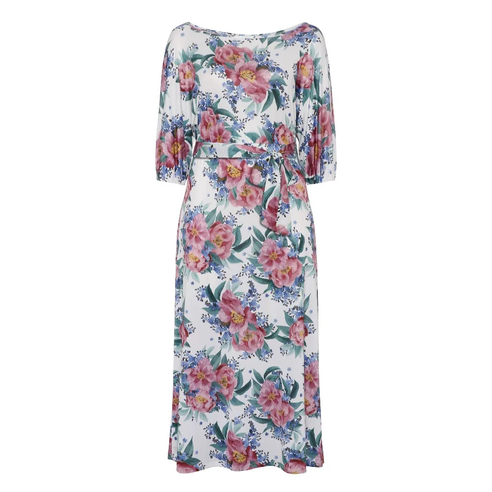 Bohemian Women Plus Size Long Dress 2018 Off shoulder Beach summer Straight Floral Print Boho Travel Girls Large Sizes Dresses | Женская