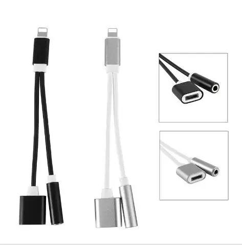 2 в 1 Зарядное Устройство Аудио Адаптер USB Кабель Для Зарядки 3.5 мм Джек наушники