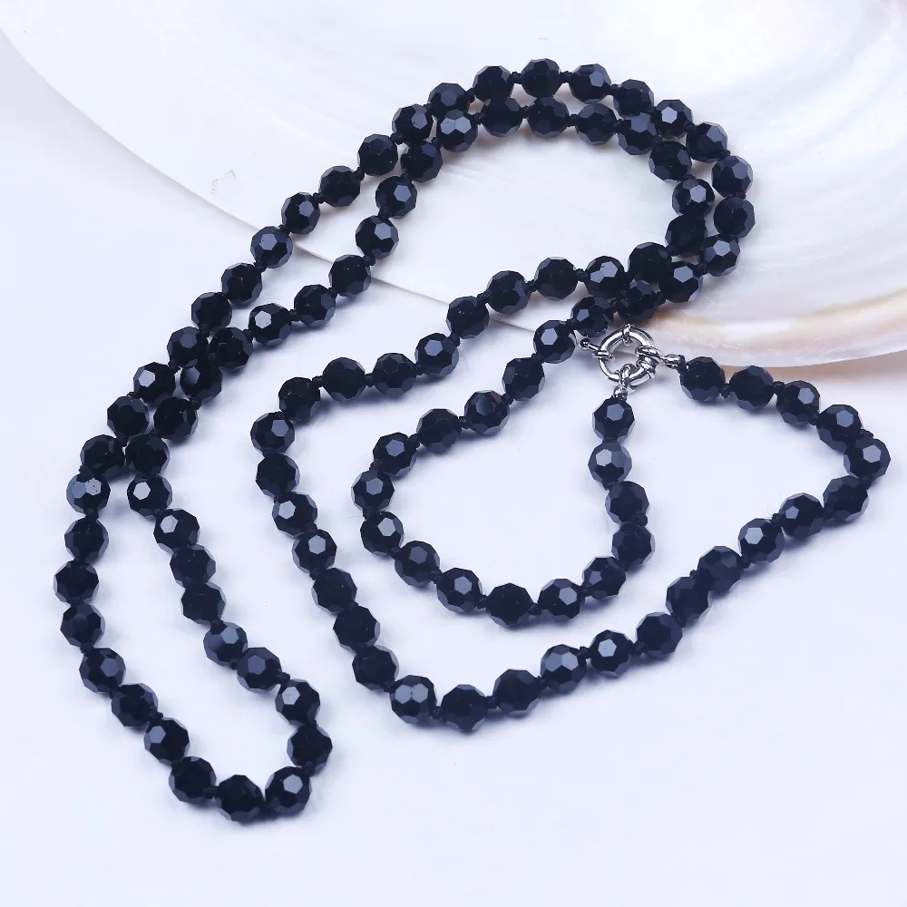 

Black Bohemia Crystal Bead Strand Jewelry Women Long Necklace For Christmas Gifts