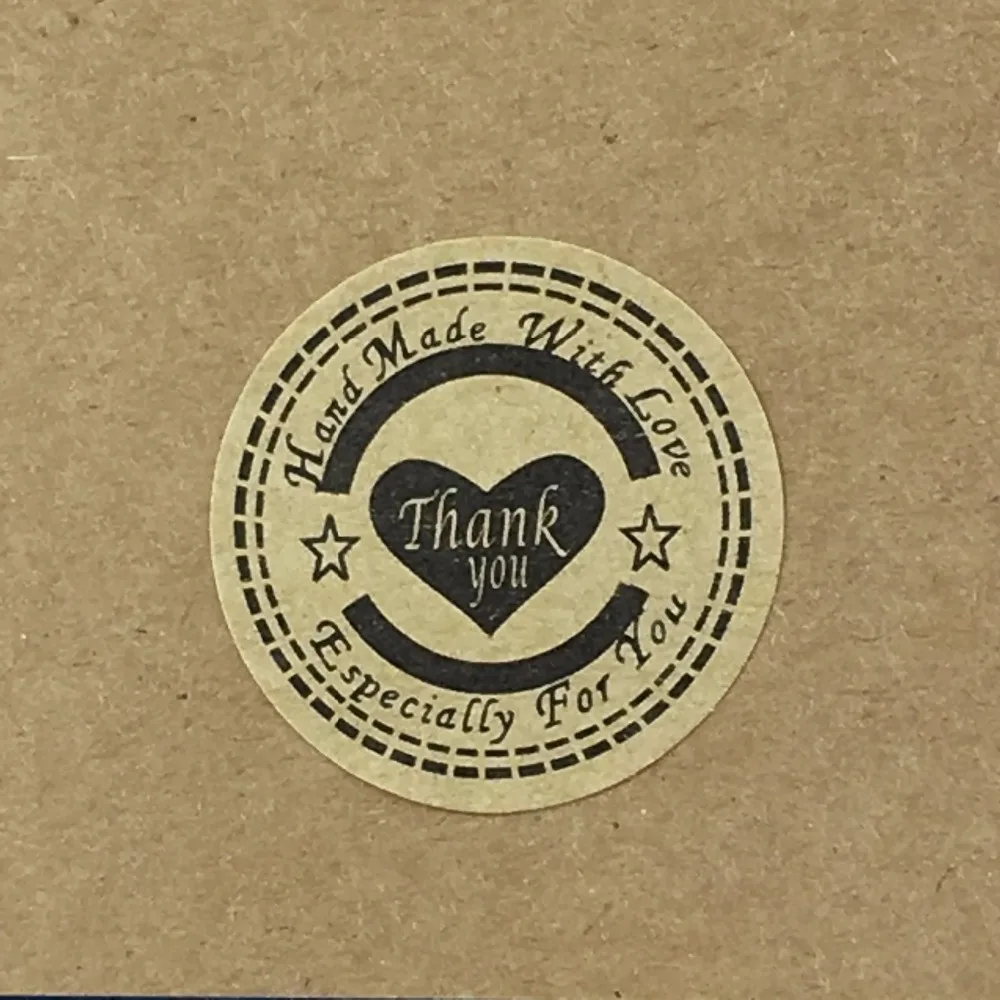5000 шт./лот 3 см круглые спасибо любовь самоклеящиеся наклейки крафт-этикетка