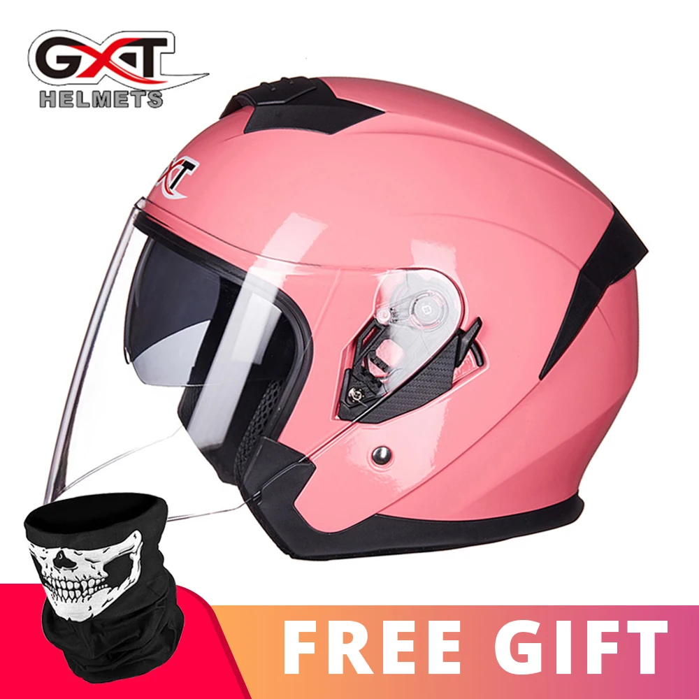 522 Bright Pink GXT Лето мотоциклетный шлем с открытым лицом двойной объектив Casco Шлем Мотоцикл Скутер Capacete защитный шлем козырек для мотоцикла - Цвет: 522 Bright Pink