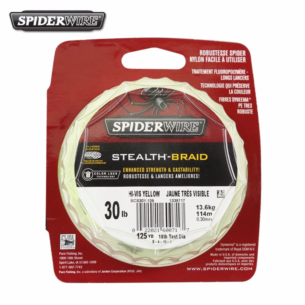 Оригинальный Spiderwire бренд стелс 125yd 114 м Рыбалка линия привет-vis желтый Суперлуны