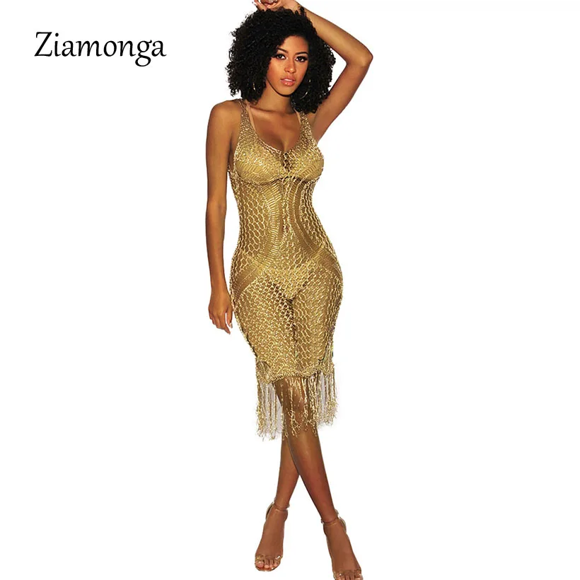 Ziamonga Для женщин летние пикантные пляжное платье See Through выдалбливают