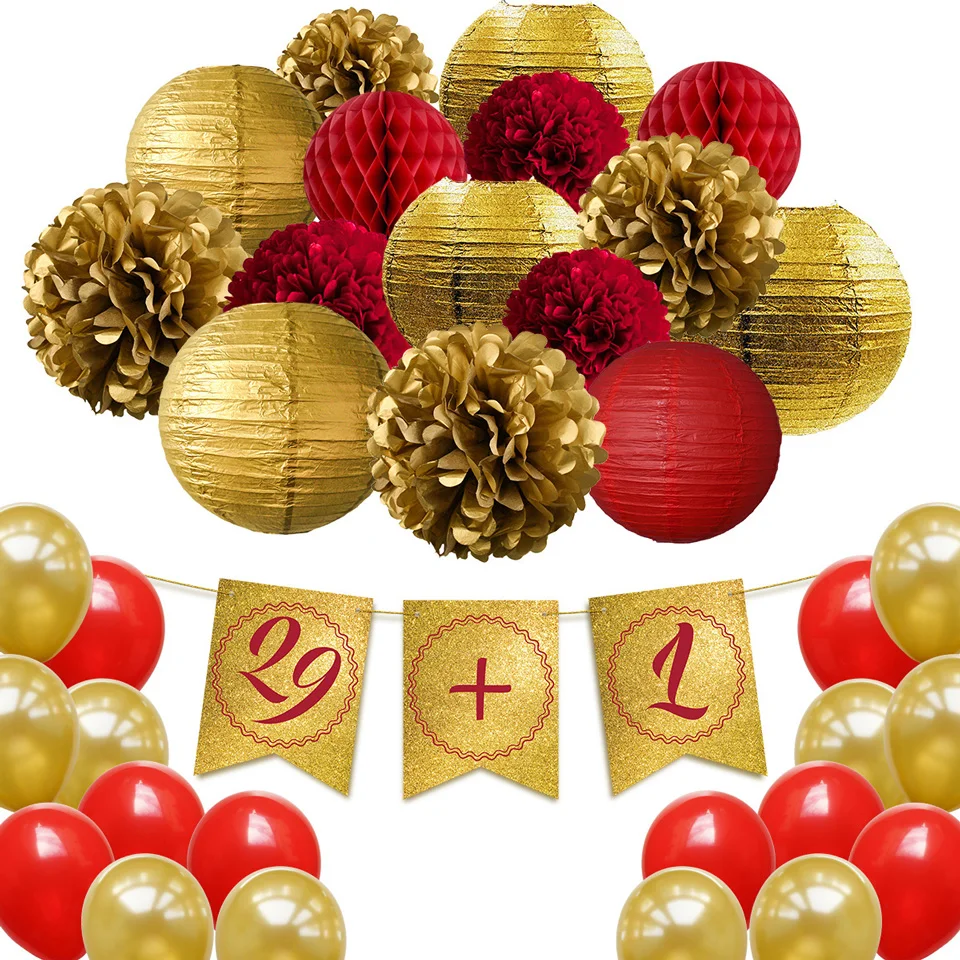 Nicro 34 шт./компл. Happy 29+ 1 30th День рождения украшения для взрослых verjaardag decoratie «сделай сам» для дома Новые Вечерние Декор# Set107