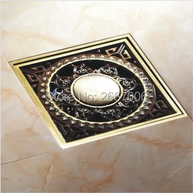 

Bathroom Accessories Floor Drain 10*10 Antique Brass Square Drain Strainer ZR2701
