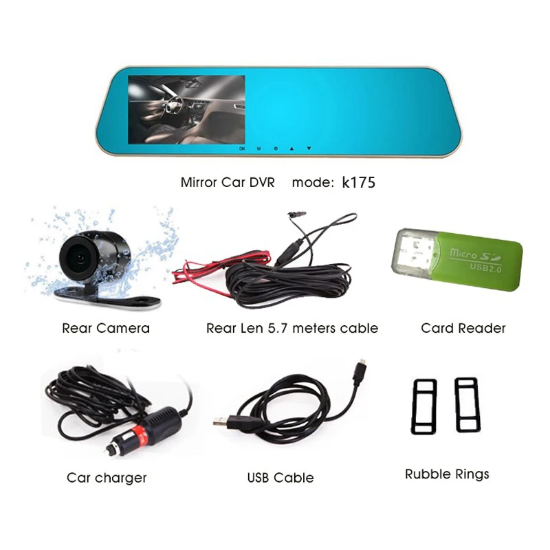 Full HD 1080P Car DVR Mirror Digital Video Recorder Auto Dvrs Dual Cameras Rearview Monitor night vision Rear Camera 720P |