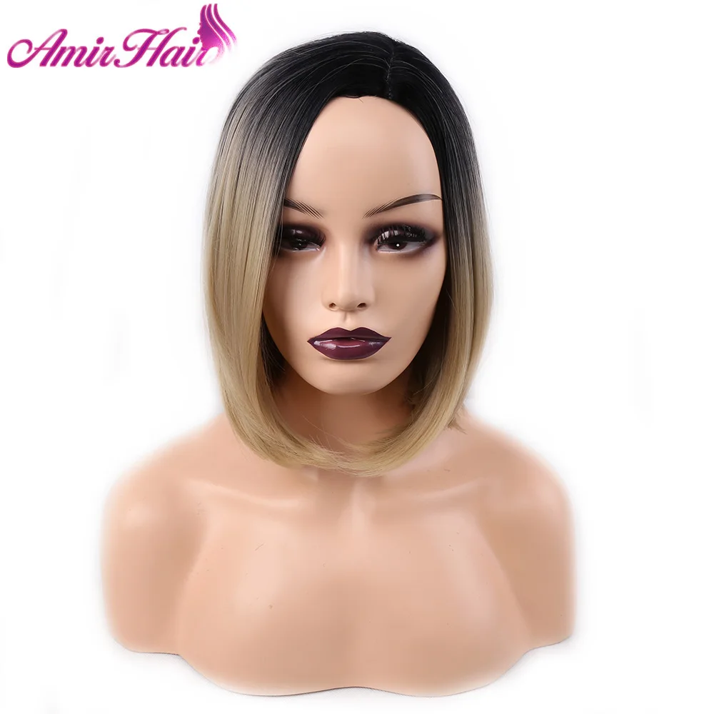 P1B/27 Amir hair парик «пучок» Омбре черные корни красные черные парики для женщин синтетический парик термостойкий зеленый блонд парик для студенческой вечеринки - Цвет: P1B/27