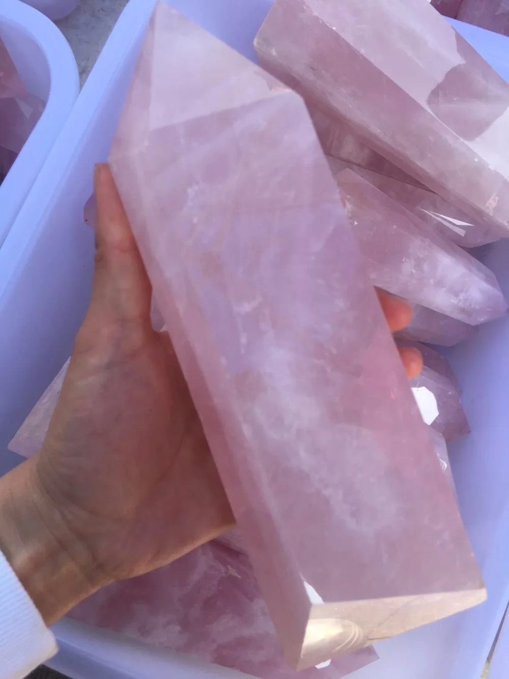 Большой размер Прямая поставка натуральный розовый кварц обелиск Хрустальная