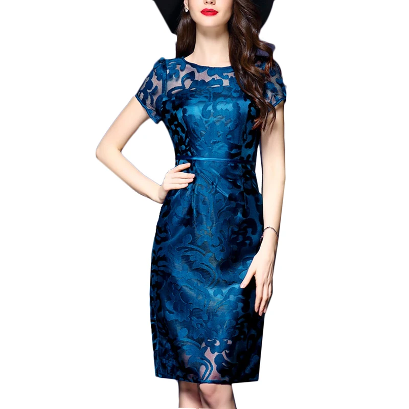 

Plus Size 4XL Women Dress Pretty Sexy Women Dress O-neck Embroidery Dresses Female Hollow out Vestidos Summer Bodycon Dress