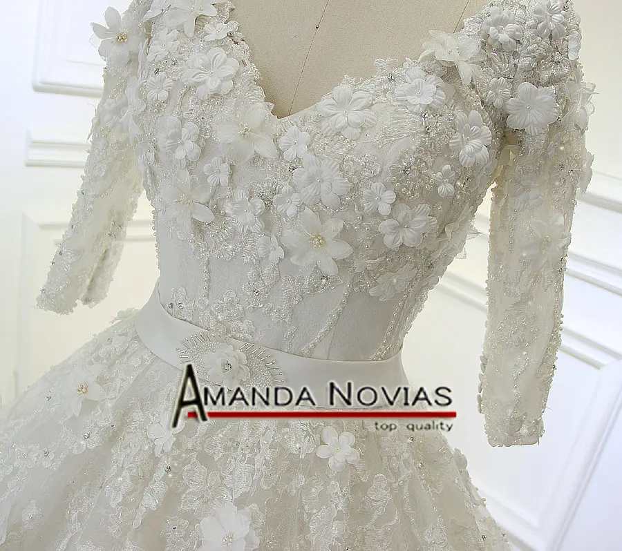 High Quality Actual Photos Arabic Luxury Long Train Wedding Dresses 2017 With Half Sleeves | Свадьбы и торжества