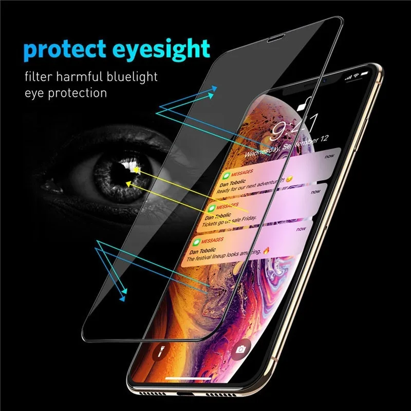 20D полностью закаленное стекло для iPhone XS XR 9H Черная защитная пленка 6 6S 6plus 2.5D 7 7plus 8