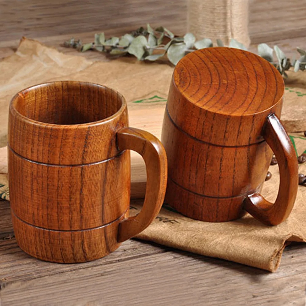 HSU Hot Sale Cup 1X Wooden Tea Cups Jujube Wood Mug Handmade Barrel Juice Beer Cup Durable Travel vasos de acero inoxidable