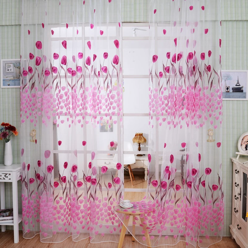 Цветок тюльпана узор занавески на окна с принтом 100*200 см Гостиная домашний