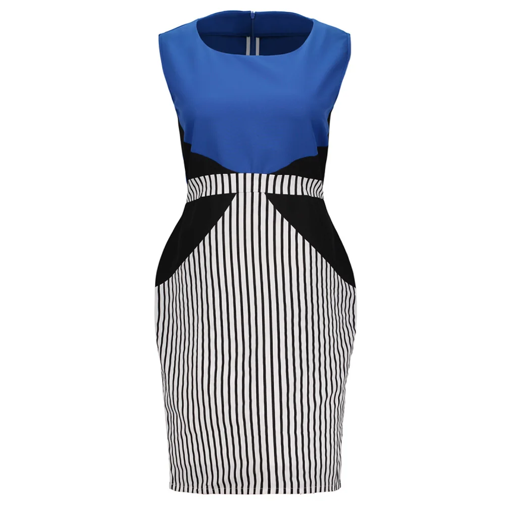 Летнее платье Kenancy без рукавов с круглым вырезом облегающее и расширяющееся