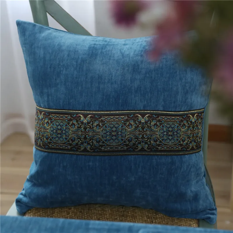 Nordic Classical Embroidery Cushion Sample Room Pillow Gray Embroidered Velvet Fabric Home Car Sofa Decoration | Дом и сад
