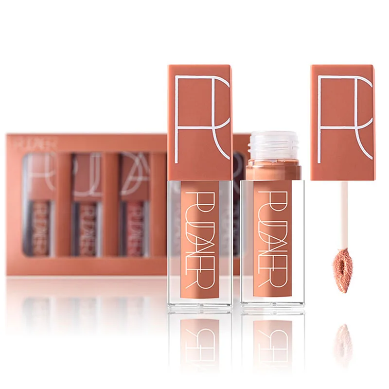 Makeup Lipstick Matte Velvet Liquid Non-stick Cup Lip Glaze Five-color Suit Pumpkin Color Series | Красота и здоровье