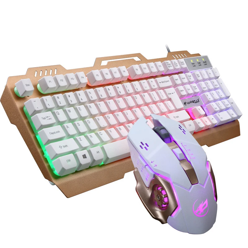Игровая клавиатура, мышь, комбинированная, USB, проводная, 104 клавиш, мультимедиа, цветной, светодиодный, подсветка, металлическая клавиатура и мышь, мыши для PC Gamer