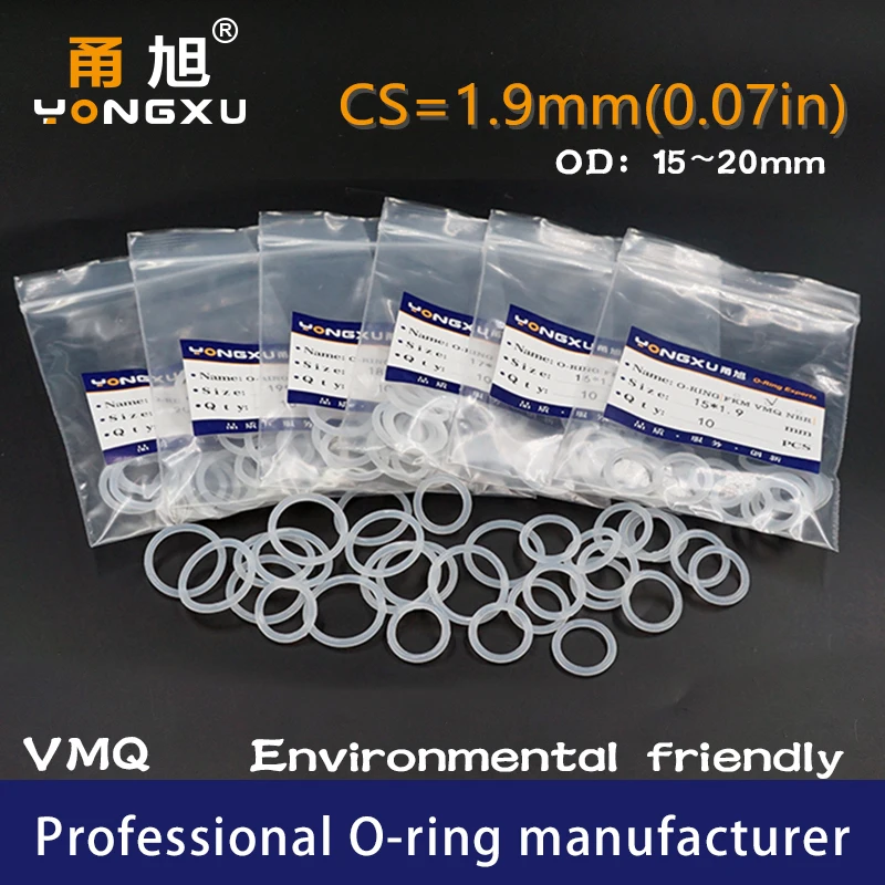 Белое Силиконовое уплотнительное кольцо 10 шт./лот толщина CS1.9mm OD15/16/17/18/19/20*1 9 мм VMQ