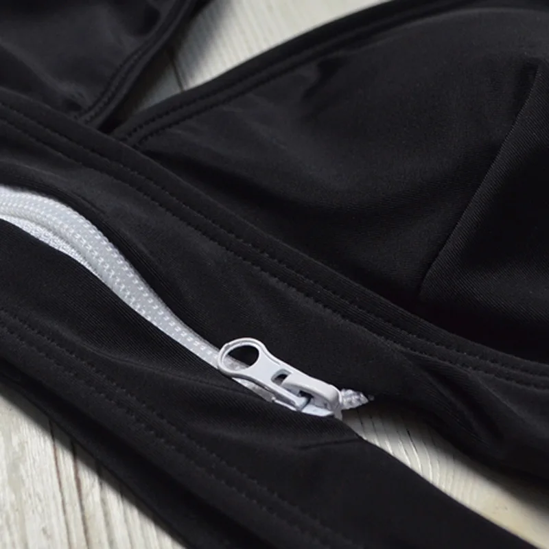 Женский купальник на молнии однотонный бюстгальтер с лямкой шее вкладышами пуш