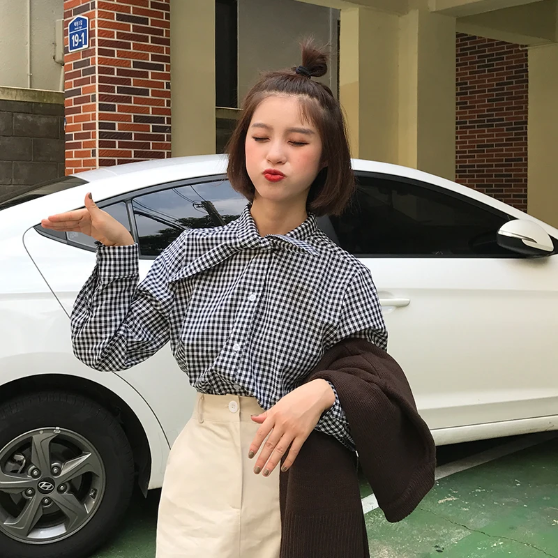 2017 маленькая Свободная рубашка с длинными рукавами и заячьими ушками в