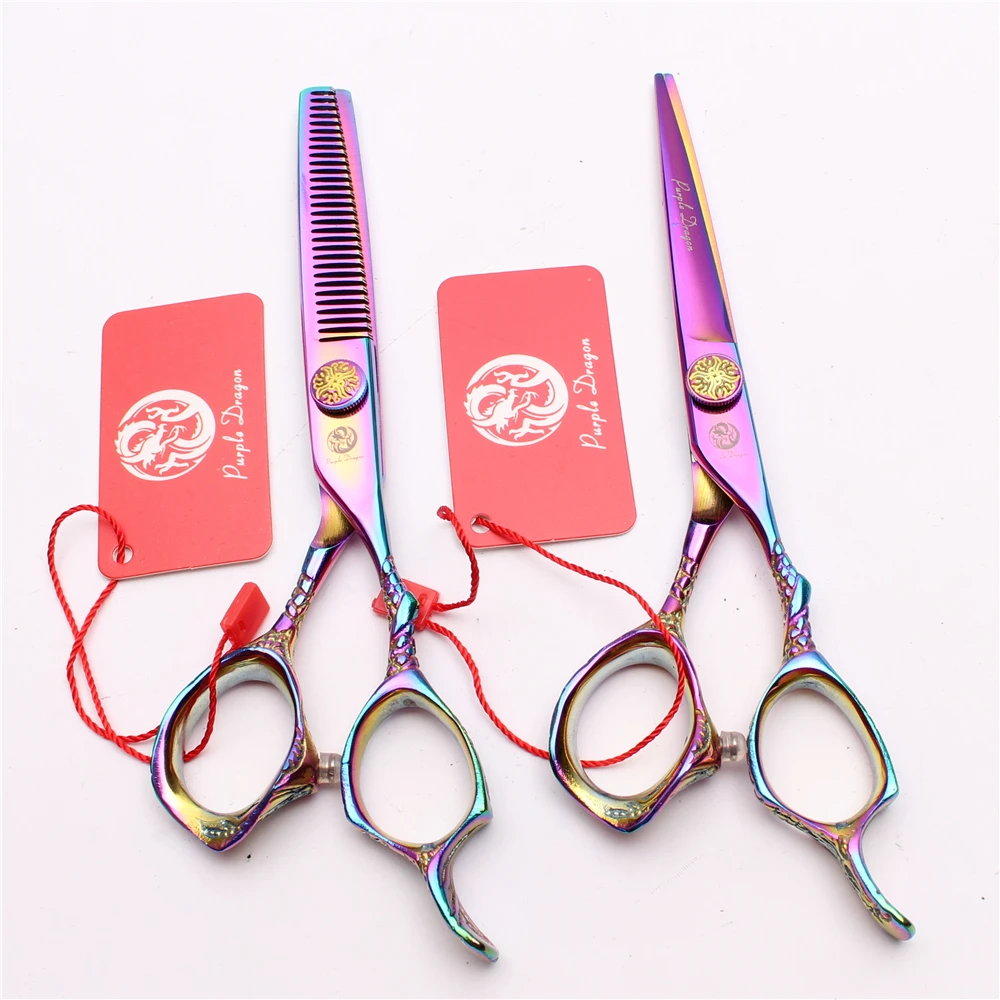 2Pcs 5.5&quot 16cm Purple Dragon JP 440C Professional Hairdressing Scissors Cutting Thinning Shears Hair Kit Z9001 | Красота и