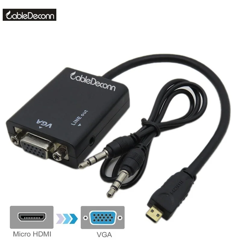 Микро HDMI к VGA адаптер 3 5 мм Jack кабель преобразователь сигнала цифровой в