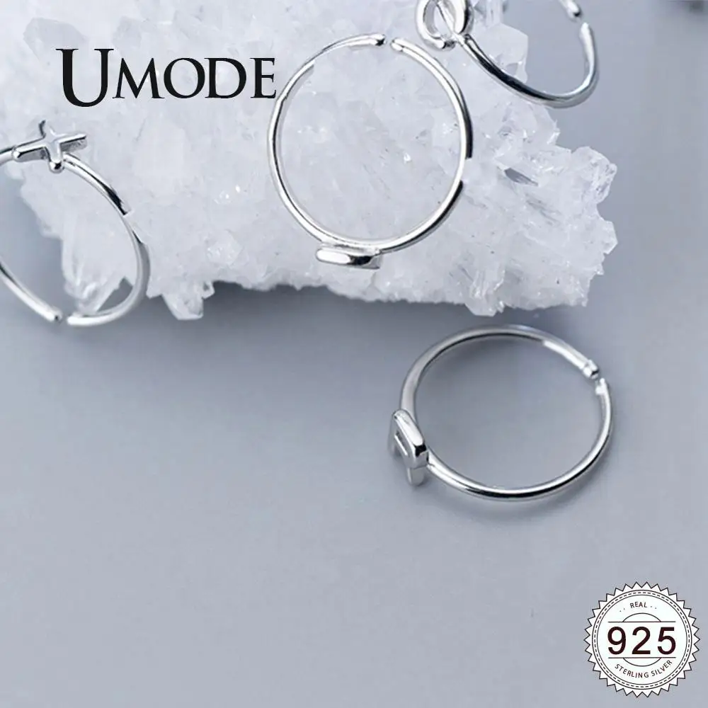 Женские серебряные кольца с буквами UMODE регулируемые Открытые Кольца из