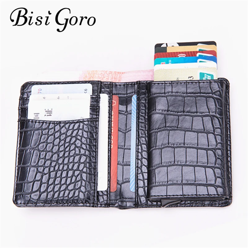 BISI GORO New 2019 RFID Wallet Black Credit Card Holder Single Box Luxury Business Hoder for Men and Women Dropshipping | Багаж и сумки