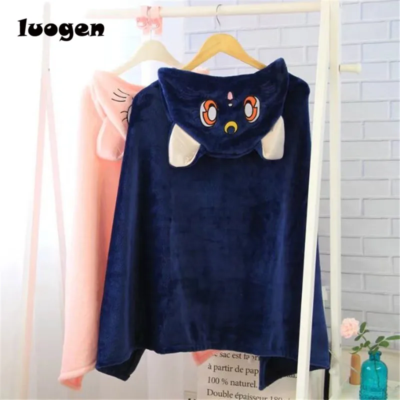 Плащ с капюшоном в стиле аниме для косплея шали одеяло s милый Неко Артемис луна