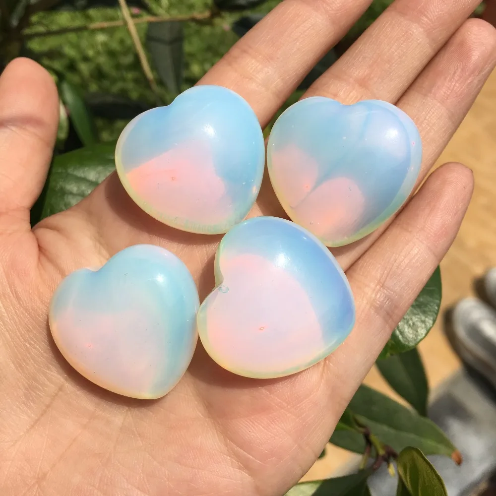 

4pcs Natural crystal opal heart energy healing