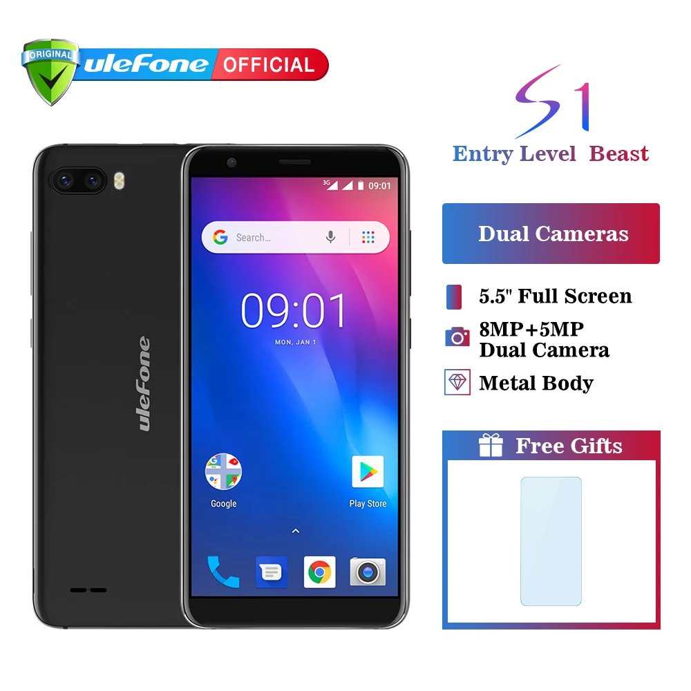 Ulefone S1 смартфон с 5 дюймовым дисплеем четырёхъядерным процессором MTK6580 ОЗУ 1 ГБ ПЗУ