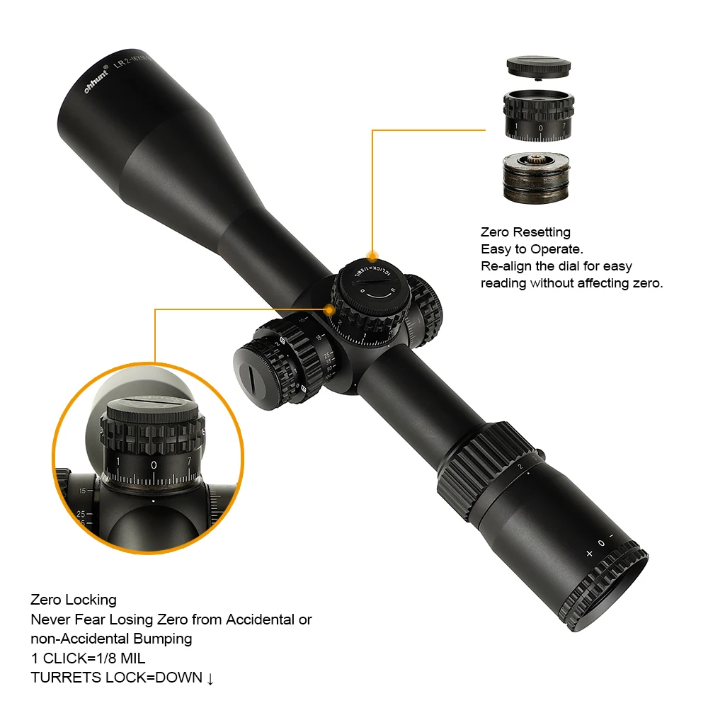 Ohhunt LR 2-16x50 SFIR Scope Mil Dot стеклянная гравированная сетка боковой Параллакс
