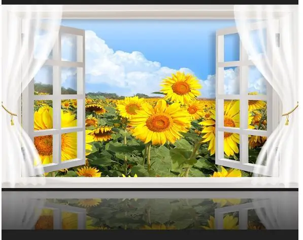 3d фотообои на заказ настенные росписи обои для гостиной подсолнечника Стерео ТВ