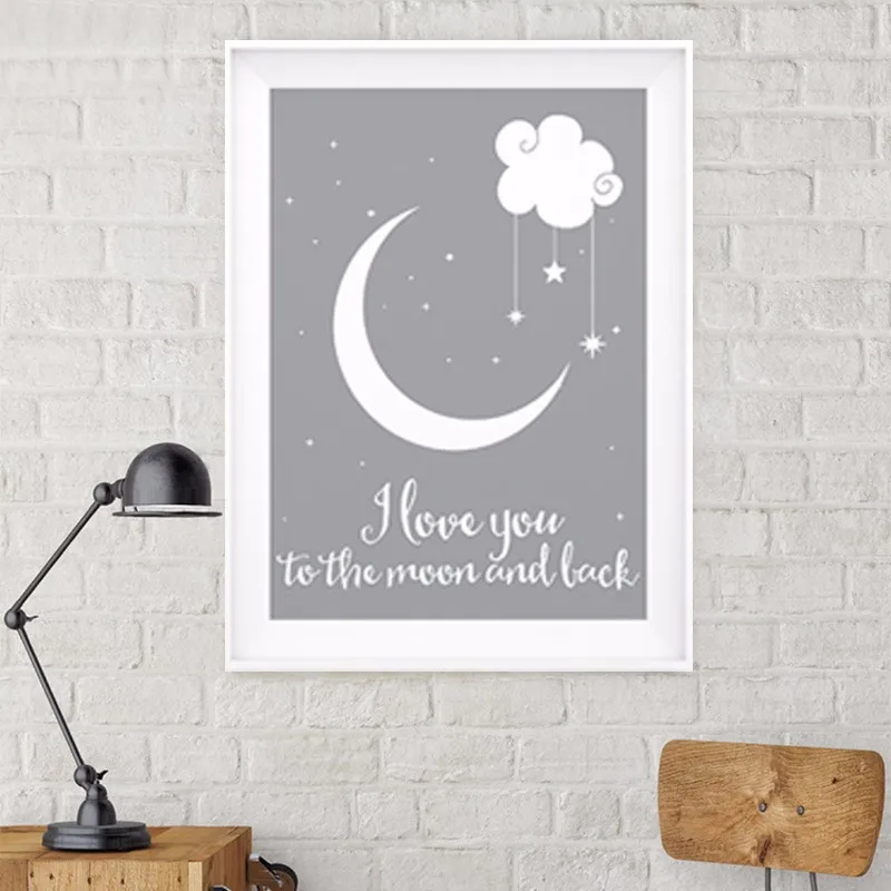 

I love you to the moon and back Digital Poster Canvas Art Picture Wall Art Oil Paintings Quadro Nursery Kids Room Decor No Frame