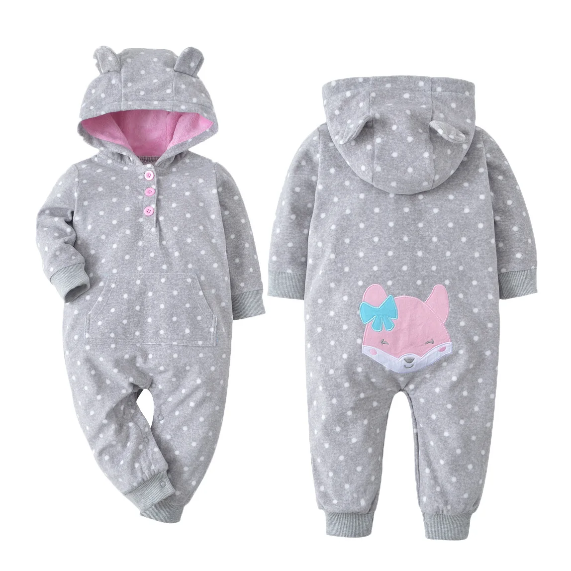Г. Одежда для младенцев детский флисовый комбинезон, bebes, одежда детская верхняя одежда с капюшоном Весенняя теплая одежда цельный комбинезон для девочек
