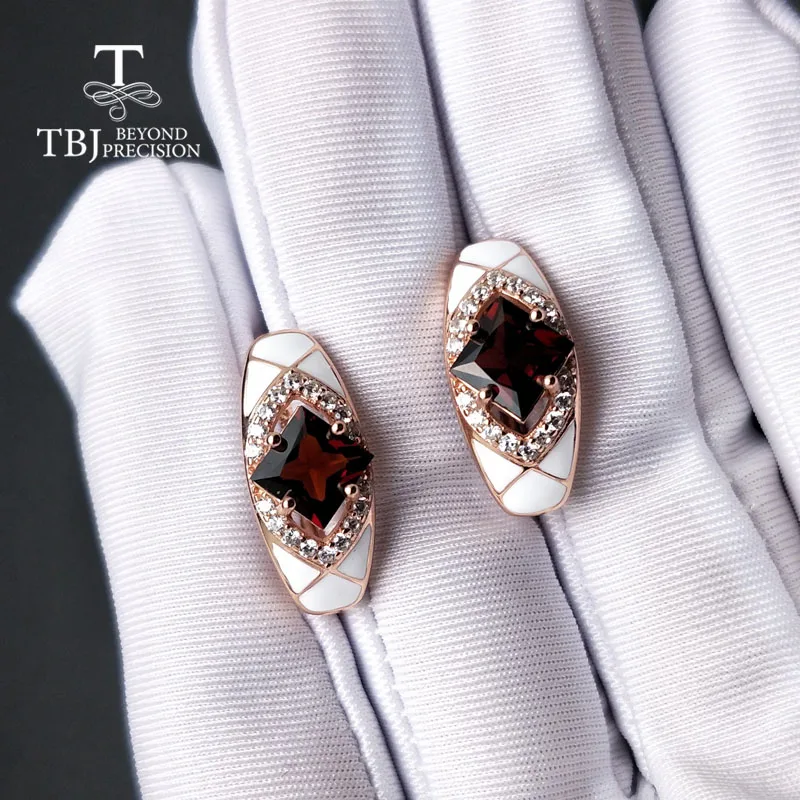 TBJ гранат серьги на клипсах натуральный драгоценный камень серебро 925 пробы