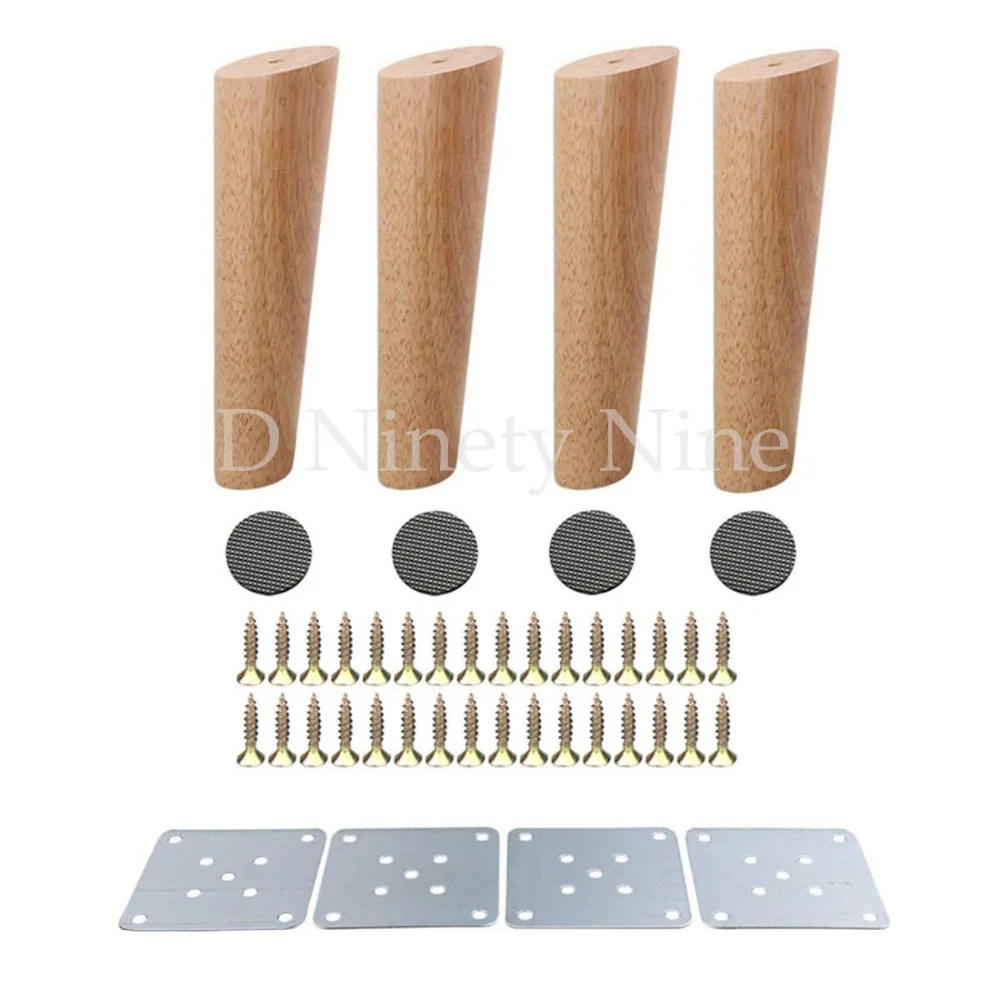 Дубовая древесина высота 20 см надежная ножка для мебели с железной пластиной