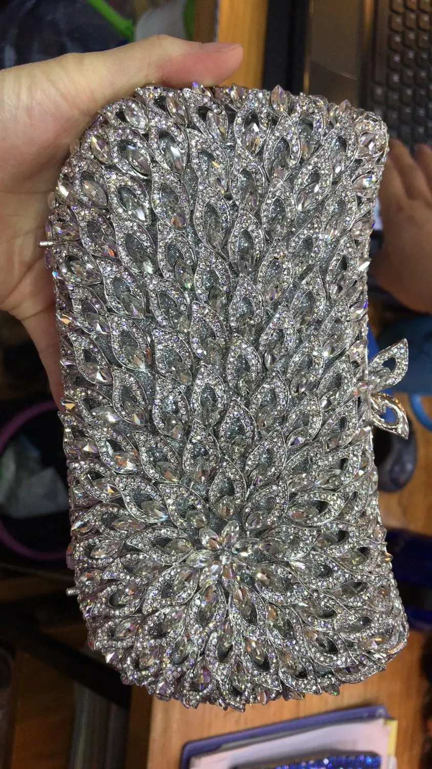 

2019 new silver/gold Clutches crystal Diamond Evening Box bags women Rhinestone Pearls Beaded Wedding Clutch purse wallet gift