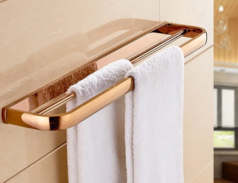 Настенный полированный латунный держатель для полотенец цвета розового