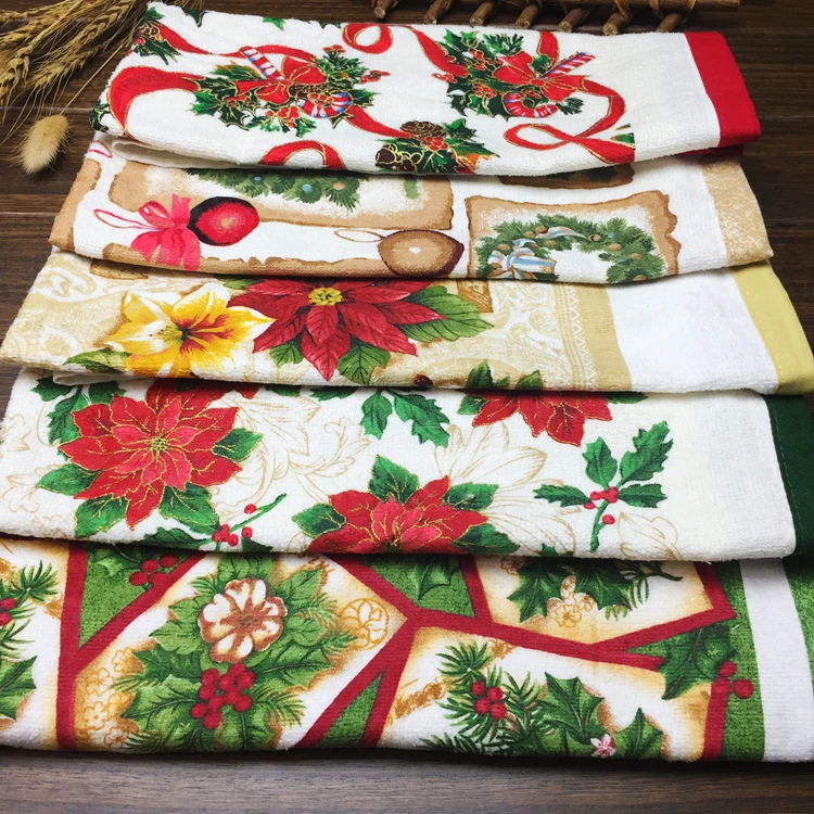 Хлопчатобумажное полотенце с принтом в виде рождественских изображений 10 шт./лот