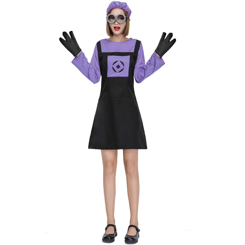 Фиолетовый Цвет отравления угарным газом для девочек костюмы зла Миньоны Платье