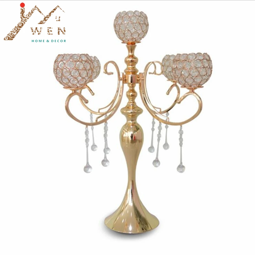 Подсвечник золотистый с подвесками высота 65 см 10 шт./лот | Дом и сад