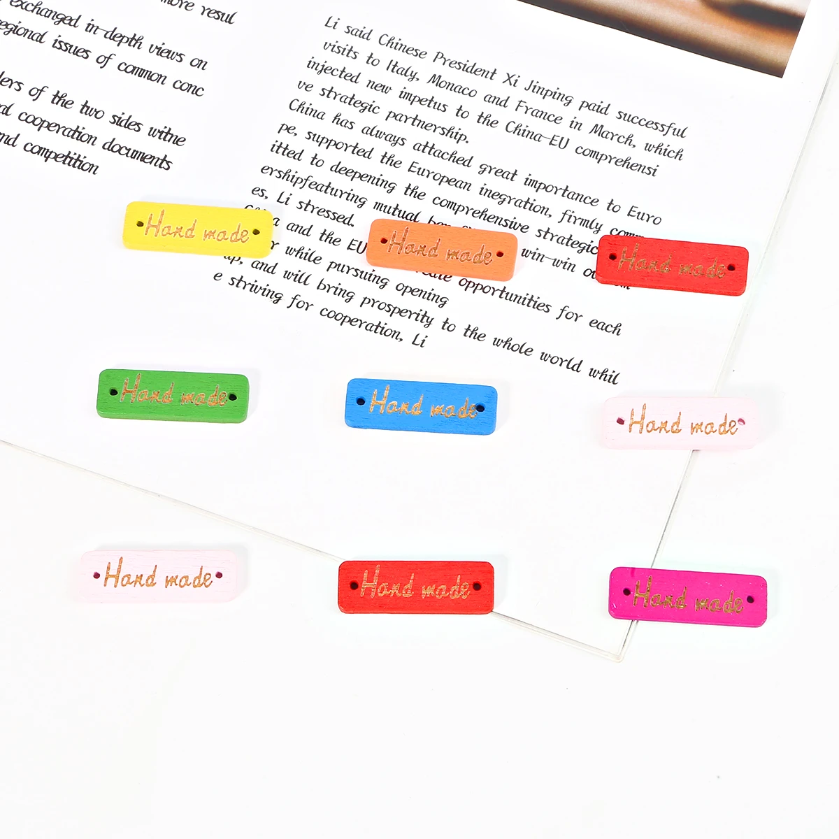Разноцветные деревянные ярлыки на кнопках ручной работы 50 шт. для рукоделия Подарочная Одежда Швейные аксессуары