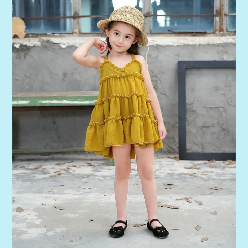 2019 New Baby Cotton Dresses Girls Kids Girl Dress Princess Sling Mesh Children Clothing Wear 2-7 Years | Детская одежда и обувь