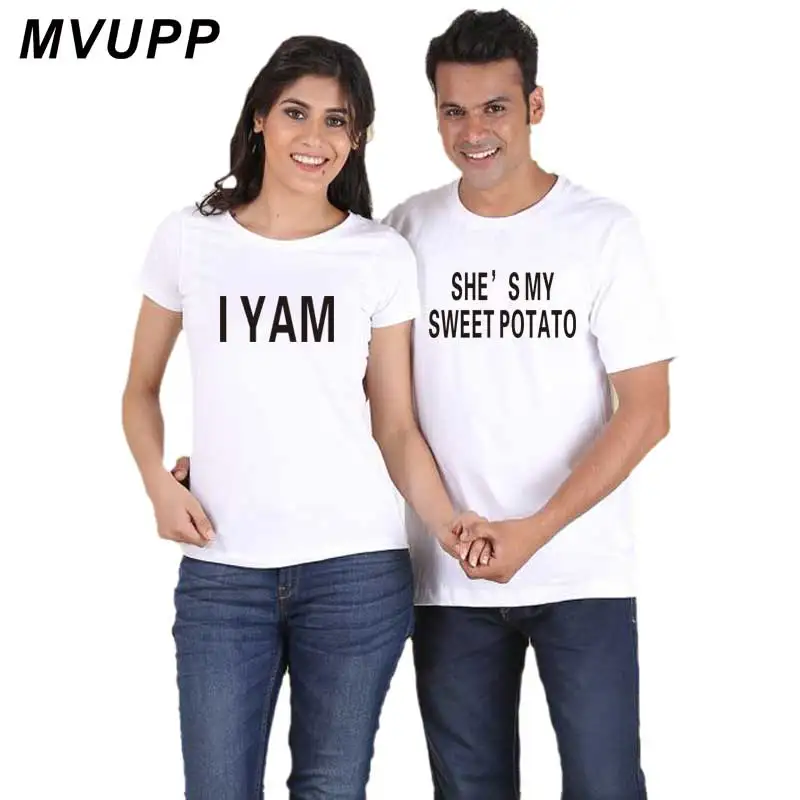 SHE MY SWEET POTATO YAM/футболка для пары забавная милая для мужчин и женщин, для мужчин и женщин, семейная одежда для влюбленных, Харадзюку, футболка femme