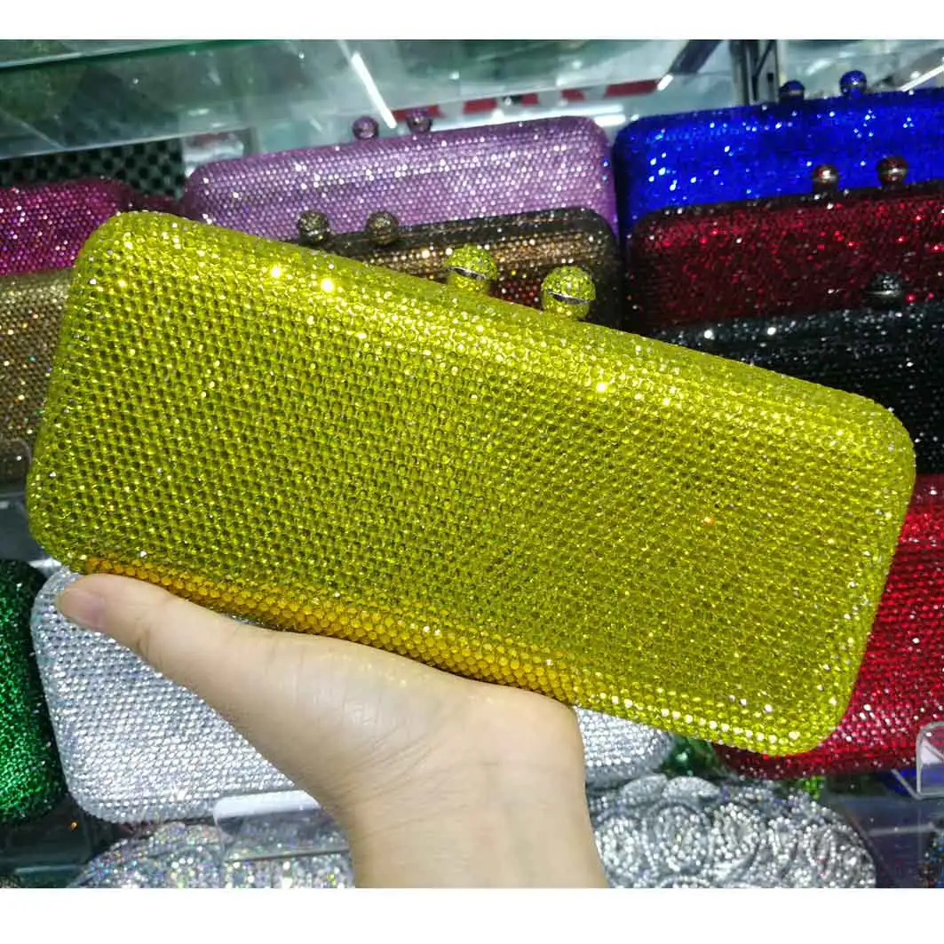yellow Yollew Зеленый Кристалл вечерние свадебные клатчи дешевле Горячие Кристалл вечерние сумки женские цепи сумки на плечо - Цвет: yellow